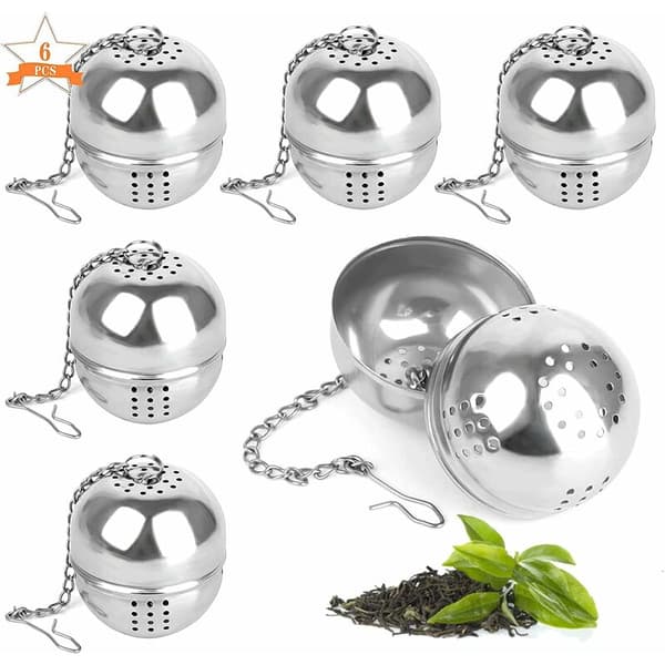 Teinfuser, 6 stk. teinfuser i rustfrit stål, tesigte, te-FY-