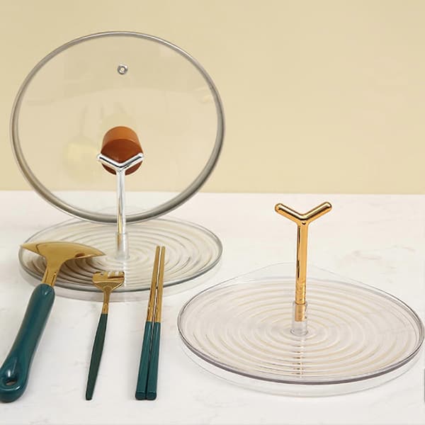 Pot Lid Holder Freestanding Multifunctional PET Strong Load-Bearing Lid Rack Kitchen Accessory