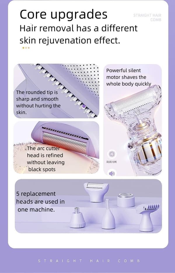 Dobbelt-hoved elektrisk epilator til kvinder til krop, bikiniområde, arm (gul)