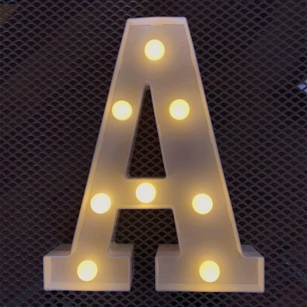 Bokstav A [22cm] Lysende Bokstaver Alfabet Lys LED-lampe Bokstav