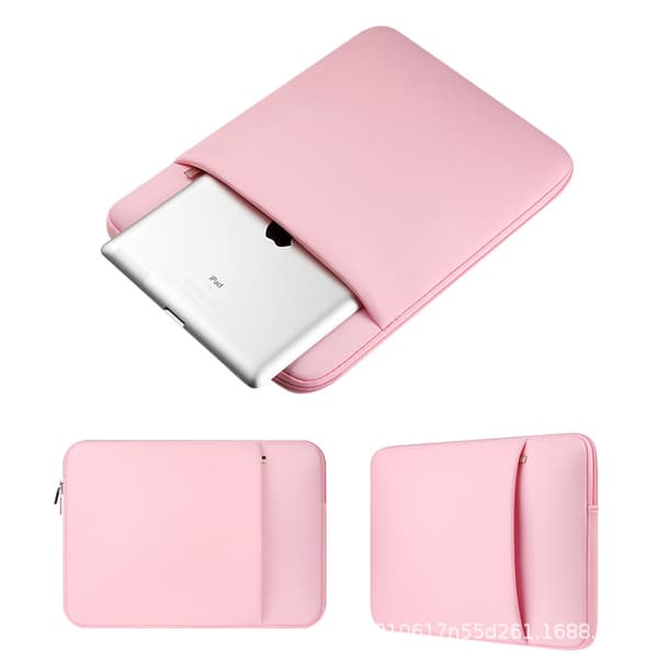 15 inch Laptop Sleeve Soft Padded Case with Zipper, Front Pocket & Accessory Bag Pink