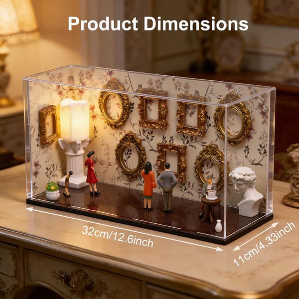 DIY Mini Museum of Us Silhouette Shadow Box Frame Kit with 9 Mini Gold Frames & 5 Figurines, Create Personalized Memory Exhibition (Upgraded Version)