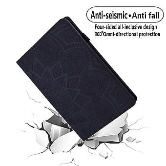 Preget skinnveske til Samsung Galaxy Tab A9+ (svart)