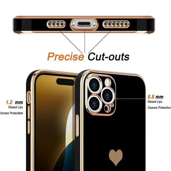 Silikonecover til iPhone 16 Pro Max - Beskyttende Hjertemønster Ridsefast Blød Sort