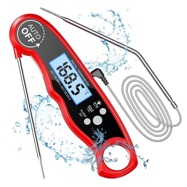 Køkkentermometer, digitalt ovntermometer med hurtig aflæsning, kalibrering og LCD-display, BBQ-termometer (ekskl. sondelængde: 15,2*3,6*1,5 cm)