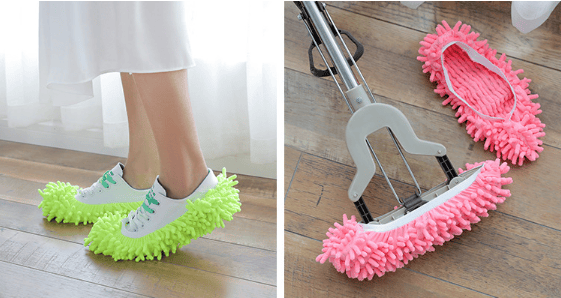 Blåa mopptofflor, 2 par återanvändbara skoskydd, multifunktionella mikrofiberdammsugarskor, rengöringstofflor Serpil Slipper