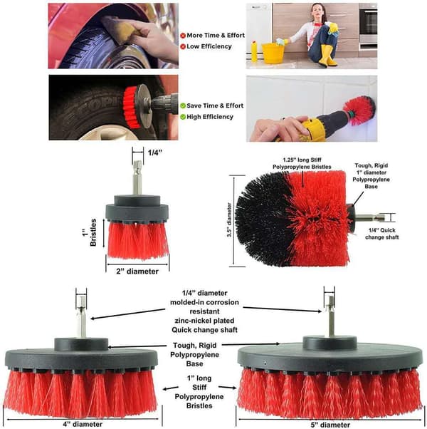 18-piece car cleaning tool kit with car cleaning brush, drill brush