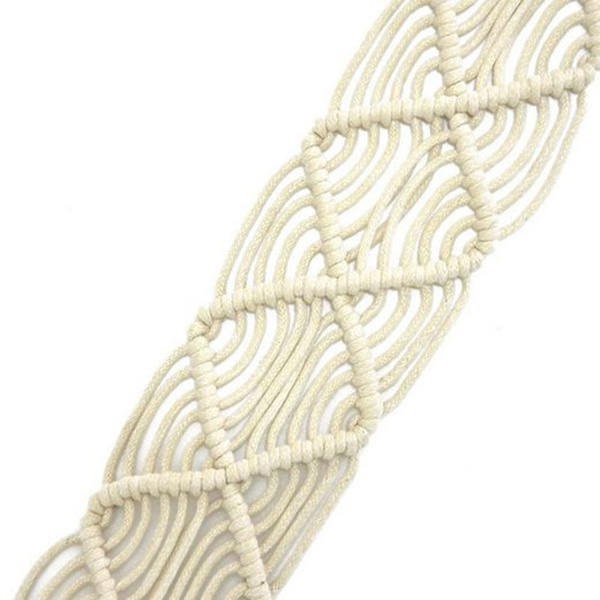 Beige braided decorative belt, 100-135 cm