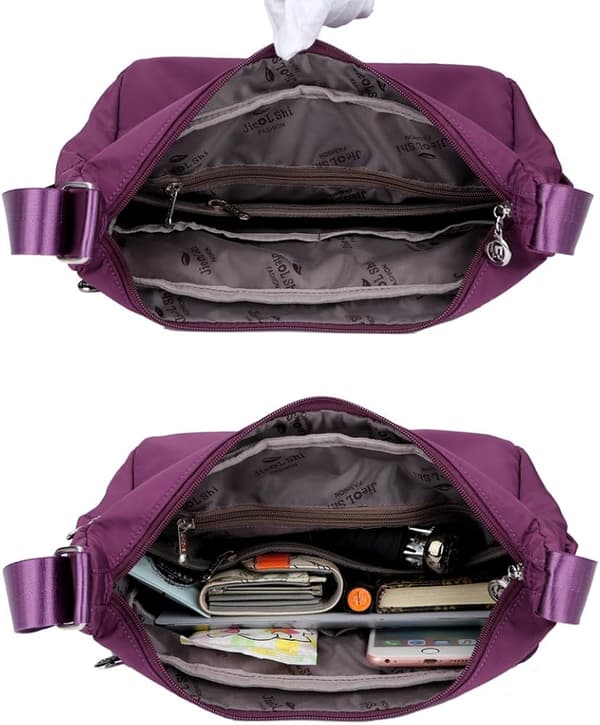 Nylon Oxford Messenger Bag (Lilla), Uformell Canvas for Kvinner