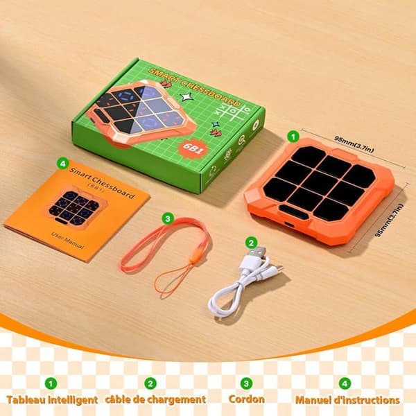 6-in-1 Electronic Tic-Tac-Toe Game – Portable Rechargeable Console with Silent Mode; Interactive Toy for Children