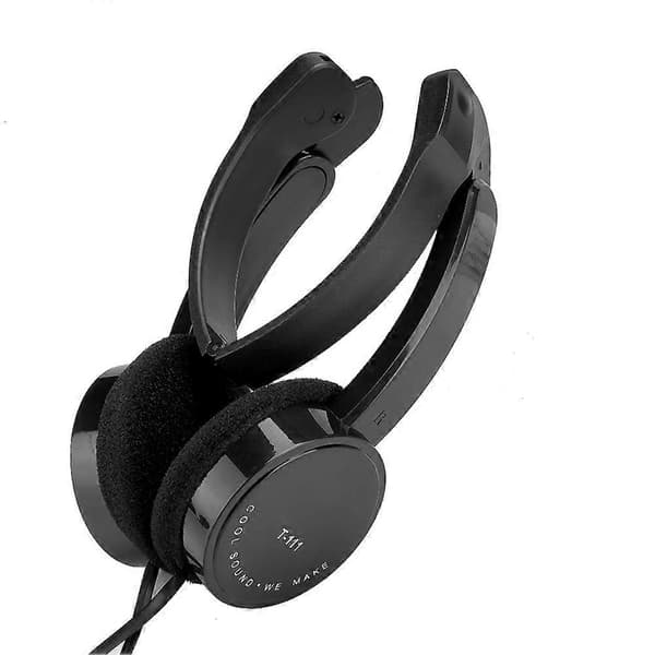 Sammenfoldeligt kablet stereoheadset børnehovedtelefoner med mikrofon til smartphone tablet sort