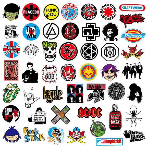 100x Klistremerker og stickers - Musikk