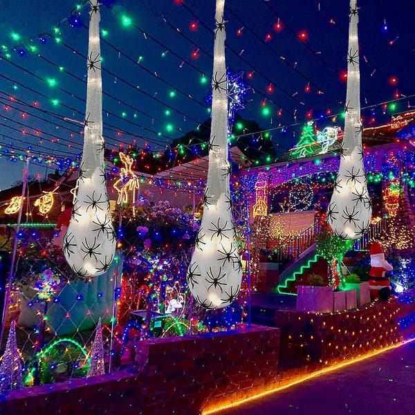 LED Halloween Spindeläggsäckar för Inomhus- och Utomhus Träddekoration