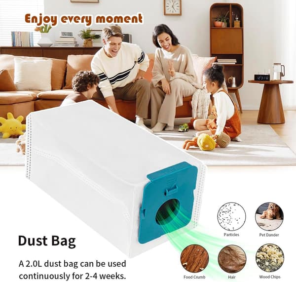 14 dammsugarpåsar - för Samsung Bespoke Jet VCA-ADB95 VS20A95923W - Dammpåsar med stor kapacitet - 23*10*10 cm - Vit