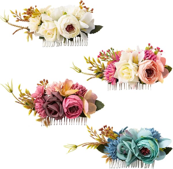 4-pakning kunstige blomster metall hårkammer sideklemmer flora