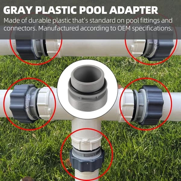 2 stk. poolslangeadaptere 4560 poolpumpeforbindelsessæt til 40 mm til 1 1/2 tommer slangeforbindelse Kompatibel til swimmingpool