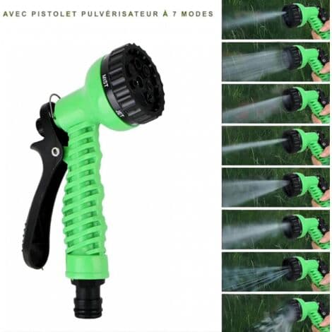 15M Expandable Garden Hose - 7 Spray Patterns - High-Density Fabric and 3-Layer Latex - Leak-Proof and Lightweight