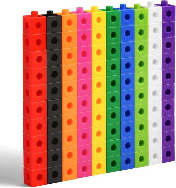 100-styks forbindende terninger med 10 farver, matematikmanipulationer til tidlig læring - 2cm-FX-