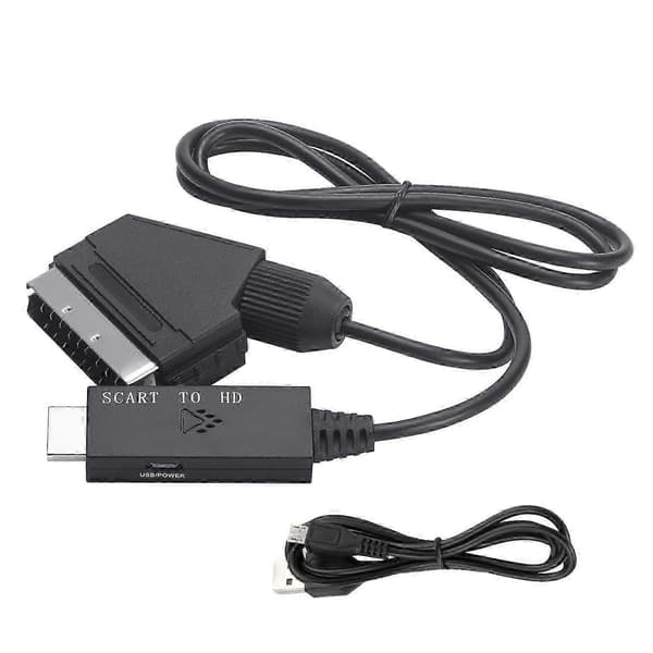 SCART til HDMI-konverter SCART ind HDMI ud Video Lydadapter til HDTV DVD