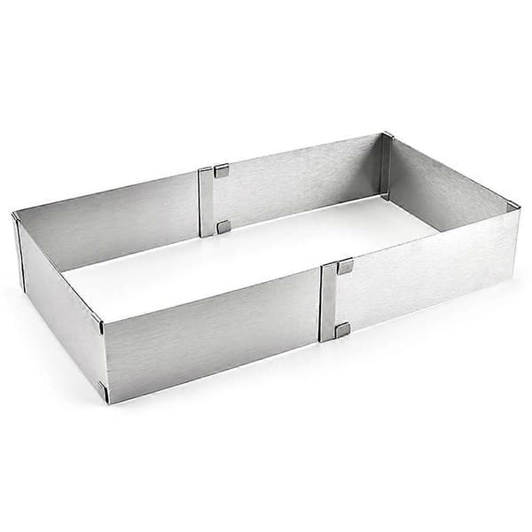 Stor Mousse Ring i Rustfrit Stål 3D Firkantet Justerbar Kageform til Bagning af Kiks