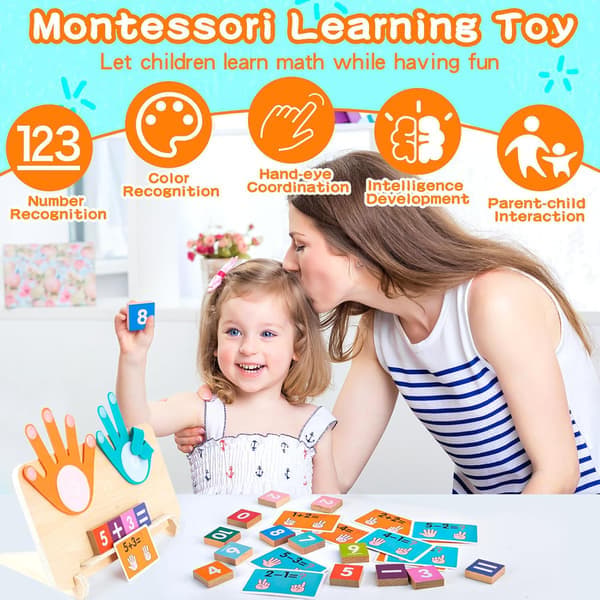 Montessori Math Counting Game for Ages 3-6, Educational Learning Toy for Addition and Subtraction for Preschoolers