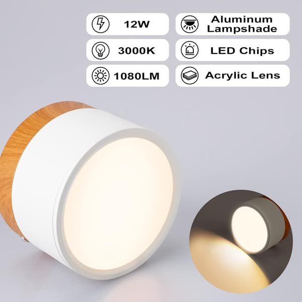 Overflatemontert takspotlight rund hvit varmhvit LED