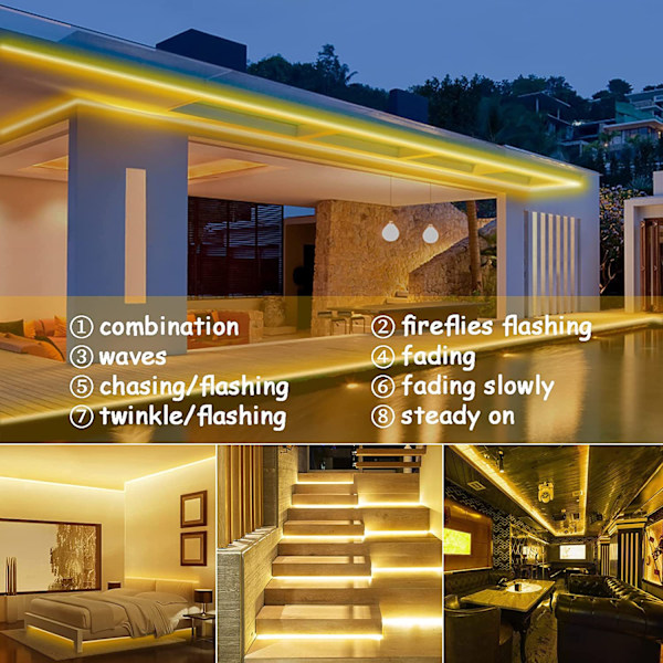 Solar LED warm white light strip with 8 light functions for courtyard balcony Black 1 x 0.05 m