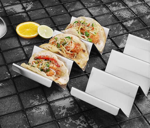 4-pack - Stainless Steel Taco Rack, Oven Safe for Baking, Dishwasher and Grill Friendly