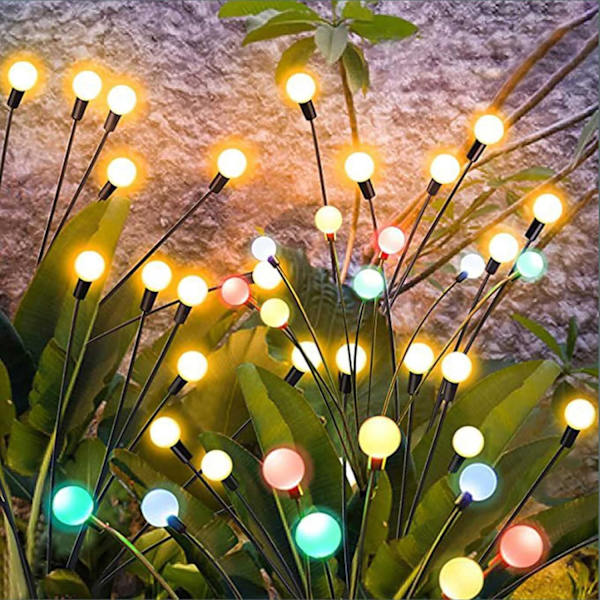 Solcelledrevne Udendørslamper, 2 stk. 6 LED Sol-Sankthansorme til Have, Ba