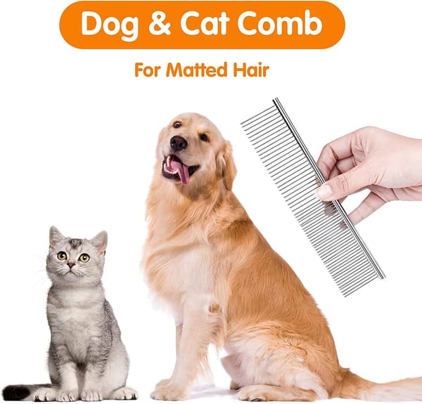 Stainless Steel Pet Comb, Pet Comb for Large Medium Small Dogs Cats Fur Detangling Tool for Pets