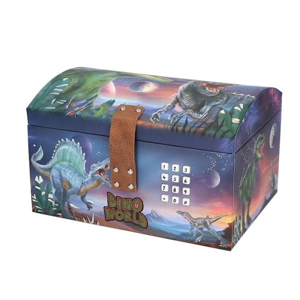 Dino World Skattekiste med kode, lys og lyd