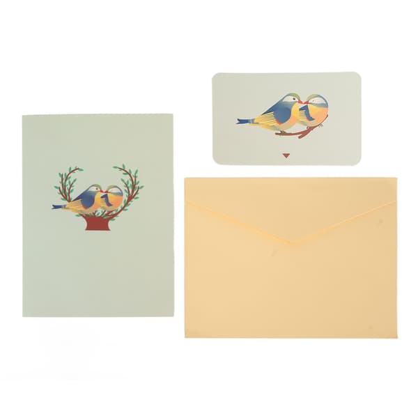 Lovebirds 3D Greeting Card Handmade Reusable Foldable Exquisite Valentine's Day Greeting Card for Festivals