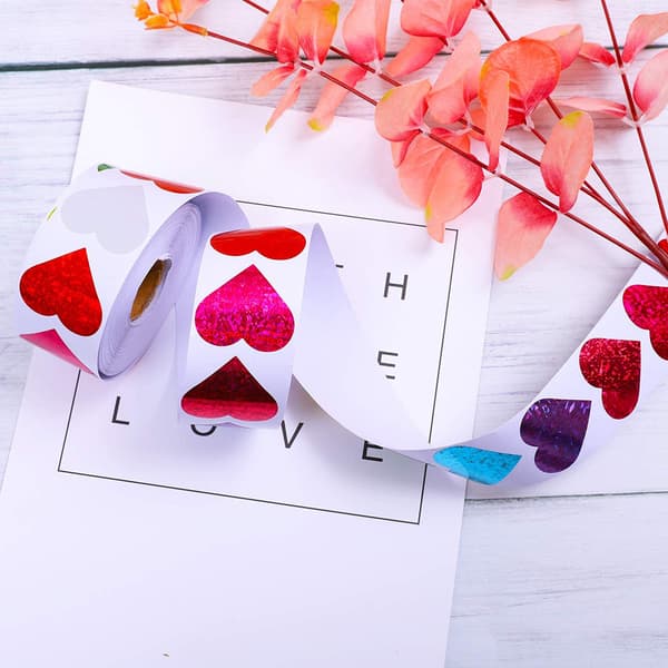 500 stk 1 tommers hjerteformede Valentinsdag-klistremerker i 8 design
