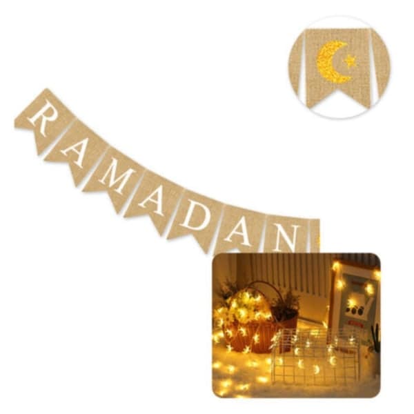 Ramadan Kareem Ornament Eid Mubarak Linnedbanner
