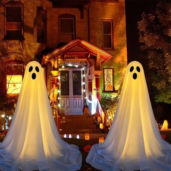 NA/Package with Outdoor Decorations, Spooky Ghost Decorations with Battery-Powered String Lights, Easy Assembly