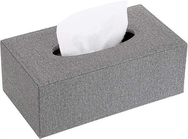 Linne Husholdningskontor Rektangulær Papirholder til Papirlommetørklæder Tissue Box Omslag Etui Servietholder (Grå)