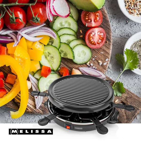 Raclette Grillsett for 6, 800W, non-stick, 29cm Svart