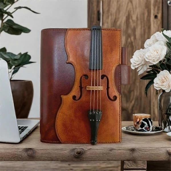 Violin PU Læder Notesbog - Musik Nodeblok, Kohuds Journal