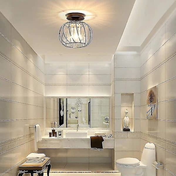 Modern Crystal Ceiling Lamp E27 LED Ceiling Light Mini Crystal Chandelier For Kitchen Dining Room Bedroom Hallway Entrance (black)[CO]