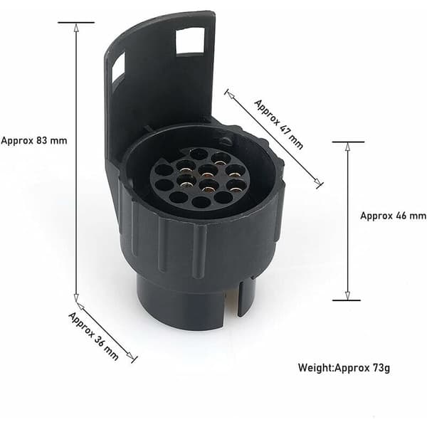 7/13 Trailerstik Adapter 7 til 13 Pin Anhængertrækstik 7-polet til 13-polet til Biltrailer, Traktor, Campingvogn, Cykelstativ..