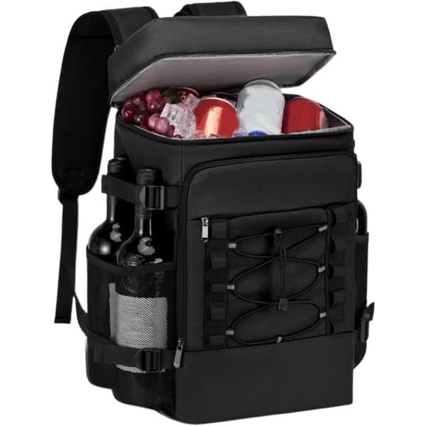 Insulated Backpack Cooler - Portable with Cooling System for Lunch, Travel, Camping, Fishing - Black