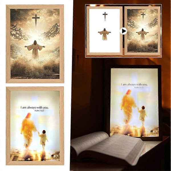 Jesus Lampe Vegg Skrivebordsdekorasjon Bildelampe Gave til Venner Familie d