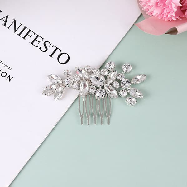 Krystalhårspænder, Rhinestone Hårnåle Barrettes, Hvide Glitrende Hårspænder Hårtilbehør til Kvinder Piger, sølv