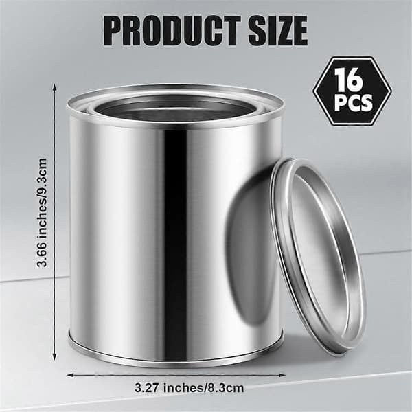 16-pack Unlined Can 0.84 Pint Empty Metal Paint Cans with Lids Small Paint Cans Versatile Paint P