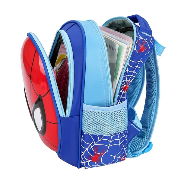 Skoleveske, 3D Spiderman-ryggsekk, studentryggsekk (kongeblå)