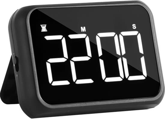 USB Rechargeable Loud Digital Kitchen Timer with Large LCD Display and Adjustable Loud Alarm - Ideal Magnetic Timer for Desk or Kitchen, Black