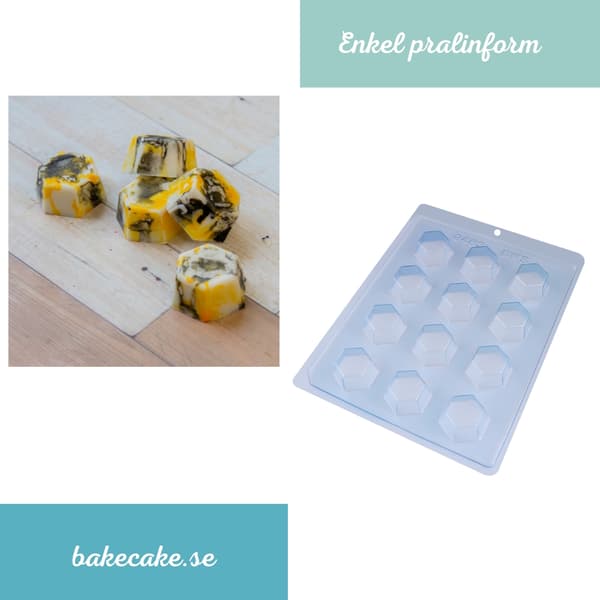Pralinform sekskant sjokoladeform - BWB 9463 Transparent transparent
