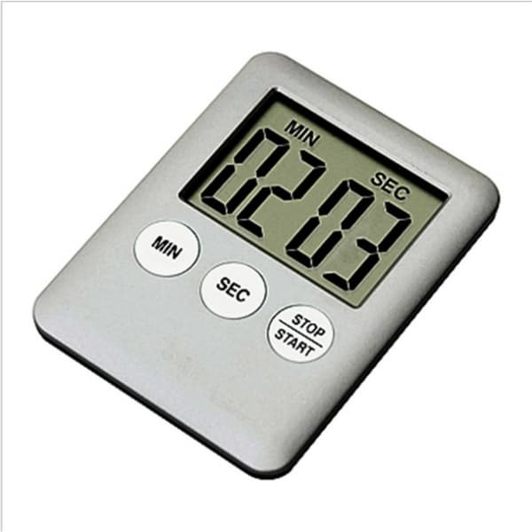 Tynd køkkentimer Timer Stor skærm Digital magnetisk nedtælling - Sølv Silver silver
