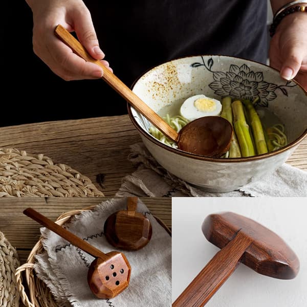 4-pack Natural Long Handle Spoons, Wooden Spoons, Long Handle, Anti-scalding (Brown)