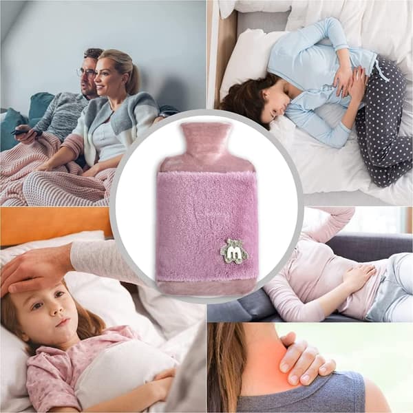 Violetit kirjaimet kuumavesipullo kannella, 2L suuri kumikuumavesipullo